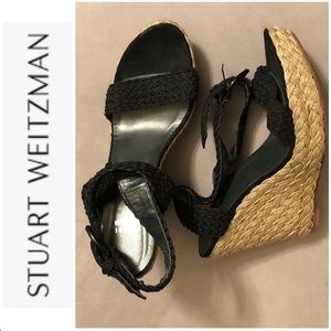 Stuart Weitzman Leather Espadrille Sandal Wedge